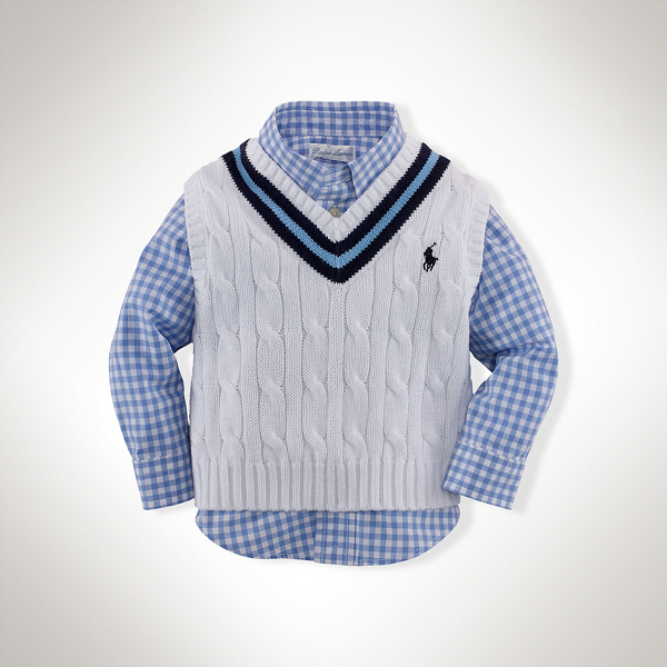 White Cotton Cricket Vest Baby Boy 1