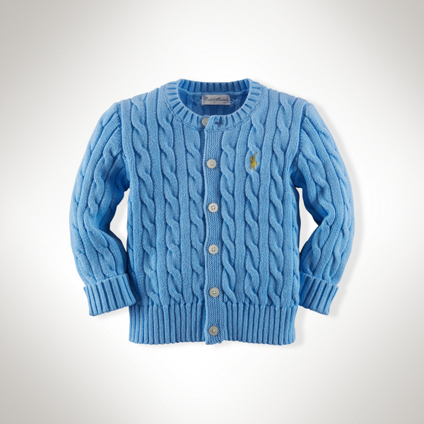 Chatham Blue Cable-Knit Cotton Cardigan Baby Boy 2