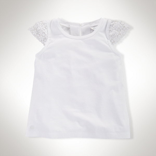 White Lace-Trim Cotton Top Baby Girl 1