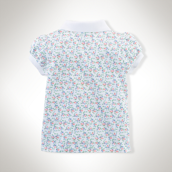 White Multi Floral Cotton Polo Shirt Baby Girl 2
