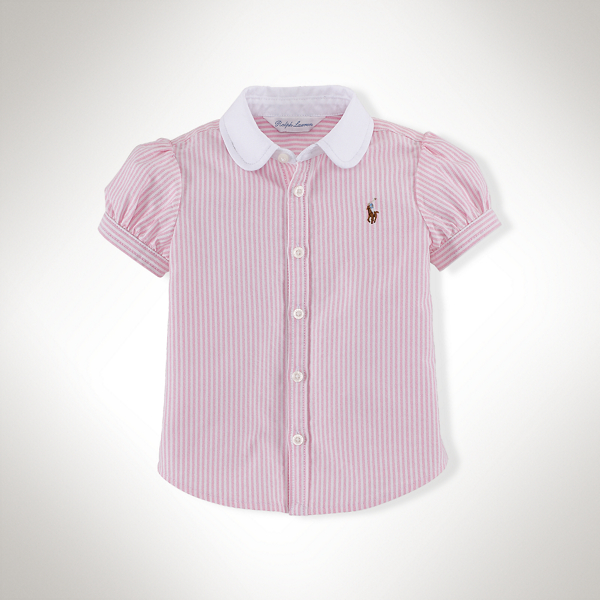 Pink Multi Striped Cotton Oxford Shirt Baby Girl 1