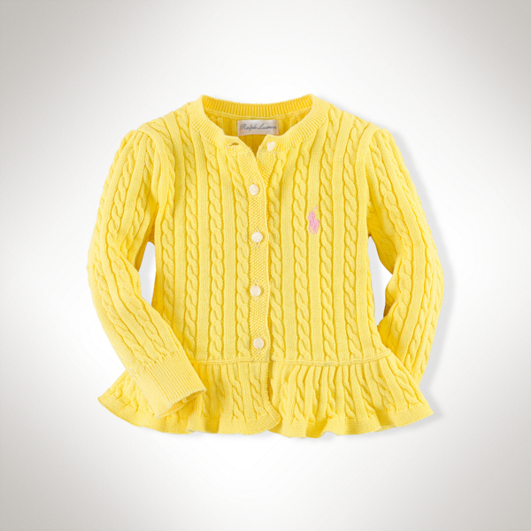 Sunfish Yellow Cable-Knit Peplum Cardigan Baby Girl 2