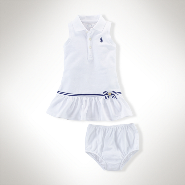 White Ruffled Cotton Polo Dress Baby Girl 2