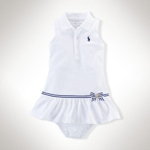 White Ruffled Cotton Polo Dress Baby Girl 3