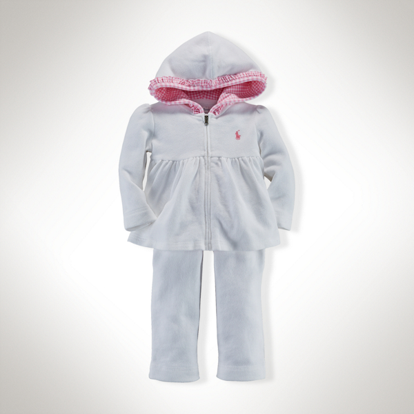 White Cotton Terry Hoodie & Pant Set Baby Girl 3