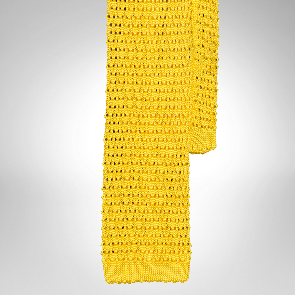 Yellow Solid Knit Silk Tie Polo Ralph Lauren 1