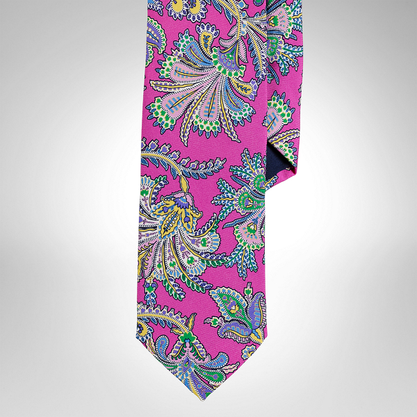 Pink Paisley Silk Twill Narrow Tie Polo Ralph Lauren 1