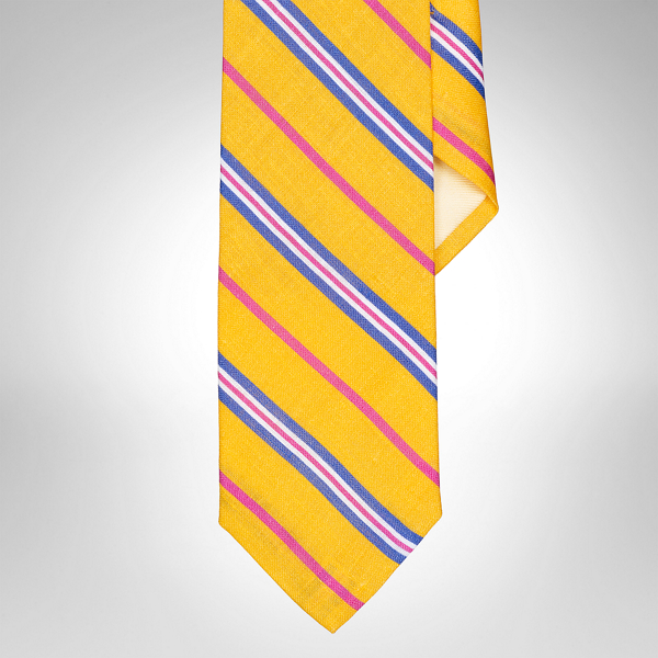 Marigold Striped Linen Narrow Tie Polo Ralph Lauren 1