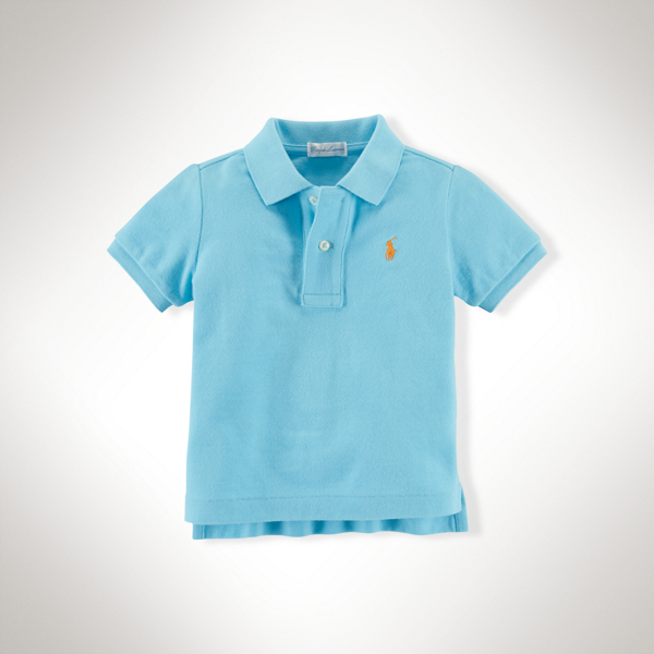 Light Topaz Blue Cotton Mesh Polo Shirt Baby Boy 2