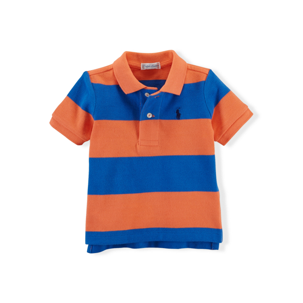 Sunset Orange Multi Rugby-Striped Cotton Polo Baby Boy 2