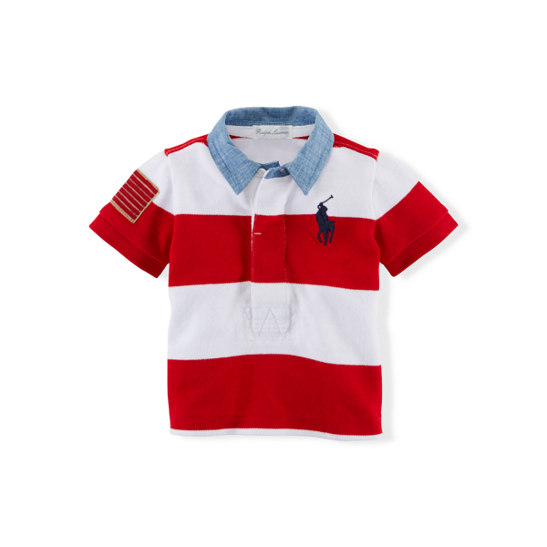 Rl Red Multi Striped Big Pony Cotton Polo Baby Boy 1