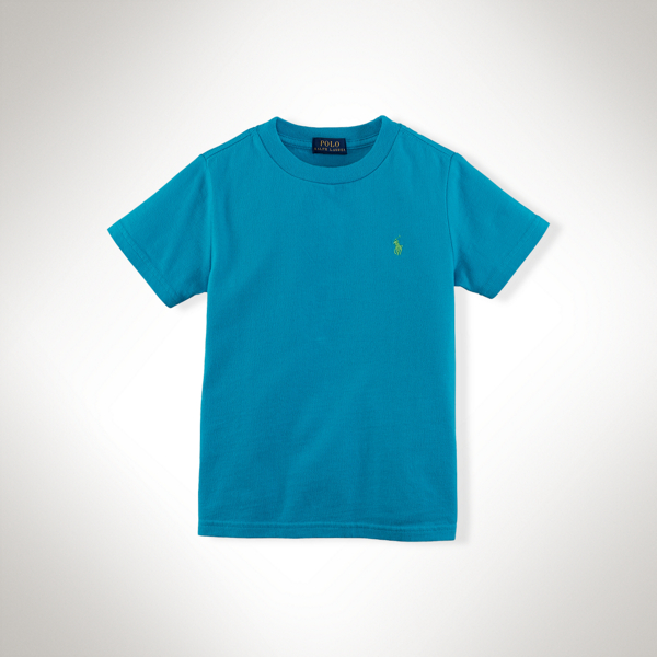 Maui Blue Solid Cotton Crewneck Tee Boys 2-7 1