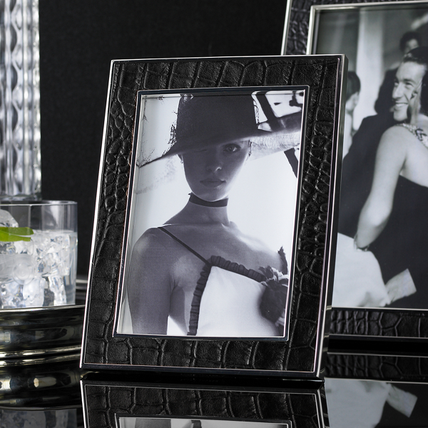 Rahmen Chapman aus gepr&auml;gtem Leder Ralph Lauren Home in Schwarz 2