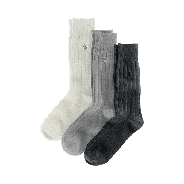 Charcoal Ribbed Cotton-Blend Trouser Sock 3-Pack Polo Ralph Lauren 1