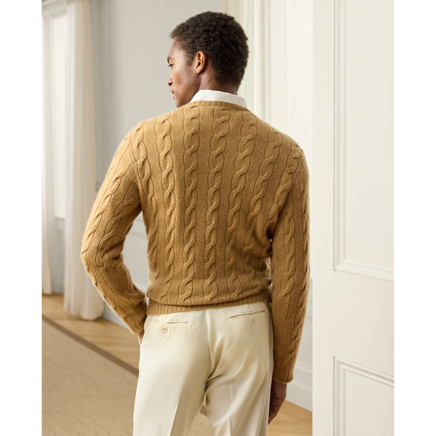 Мужской свитер Ralph Lauren Cable-Knit Cashmere, цвет: Верблюжий меланжевый — фото 2