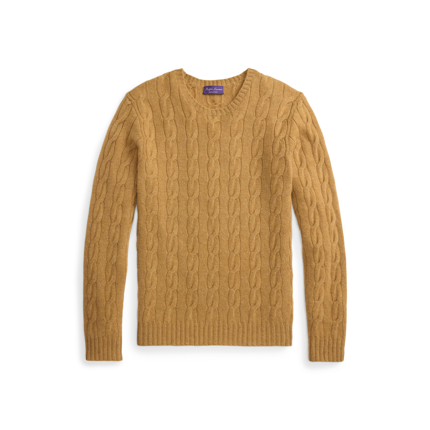 Мужской свитер Ralph Lauren Cable-Knit Cashmere, цвет: Верблюжий меланжевый — фото 5