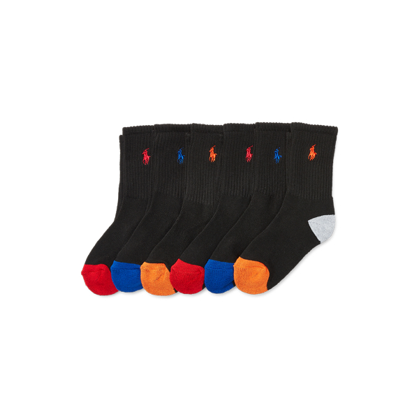 Black Athletic Crew Sock 6-Pack Boys 2-7 for back to school 1