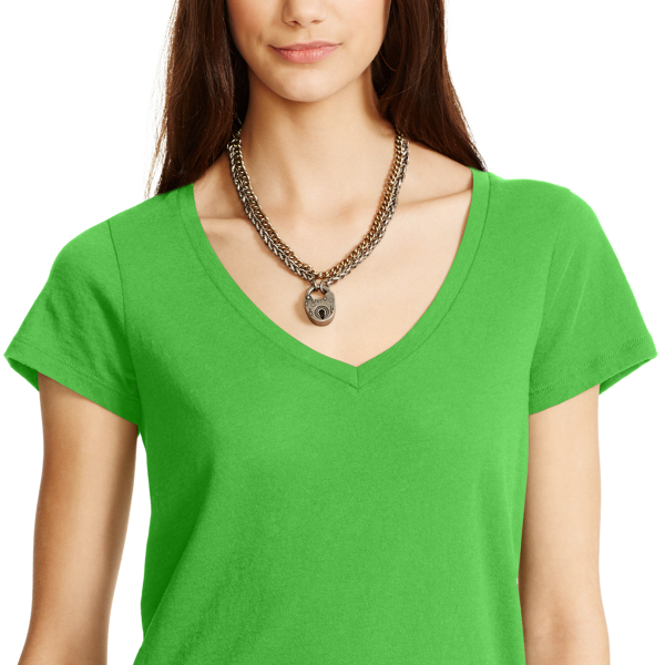 Tiller Green Cotton Jersey V-Neck Tee Polo Ralph Lauren 3
