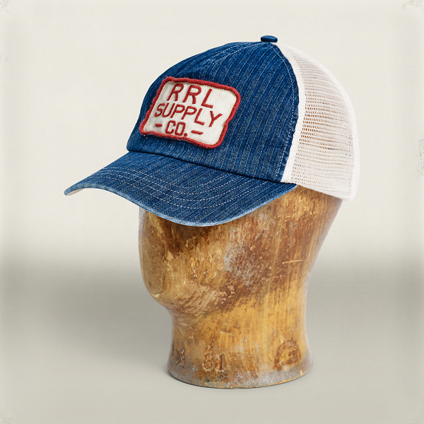 Indigo Herringbone Shop Trucker Cap RRL 1