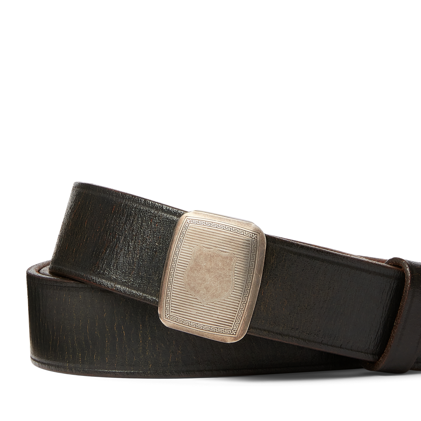 Мужской ремень Ralph Lauren Slider-Buckle Leather, цвет: Винтажный чёрный — фото 2