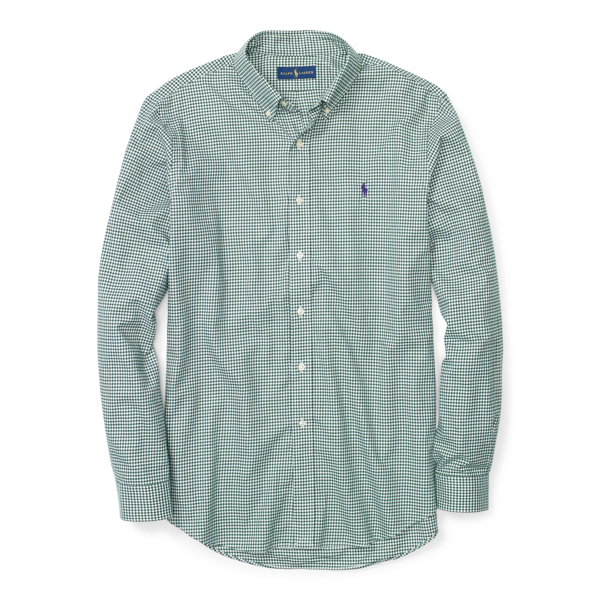 Forest/White Checked Cotton Twill Shirt Big & Tall 1