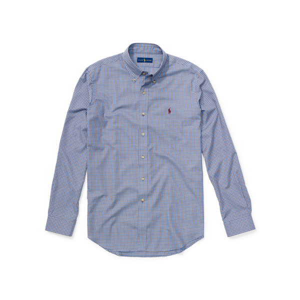 Slate Blue/Cafe Checked Cotton Twill Shirt Big & Tall 1