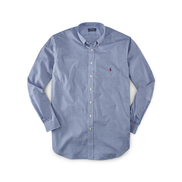 Royal Azure/White Checked Cotton Twill Shirt Big & Tall 1