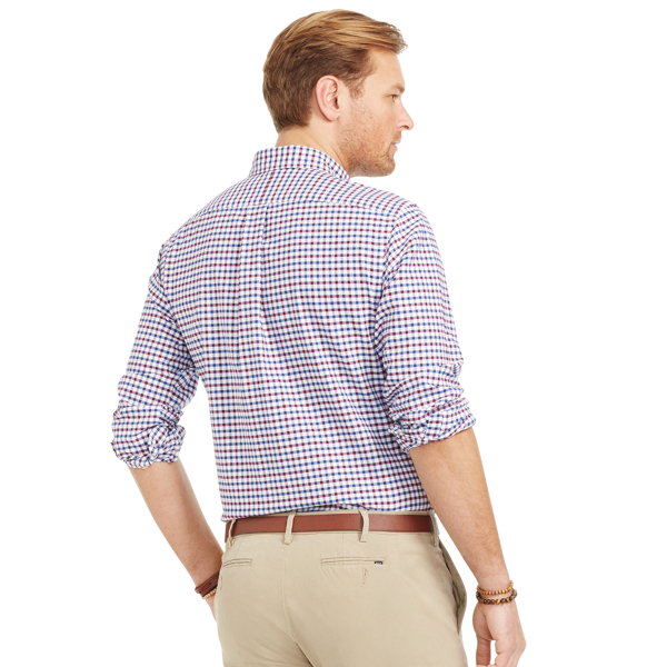 Wine/Royal Tattersall Cotton Oxford Shirt Big & Tall 2
