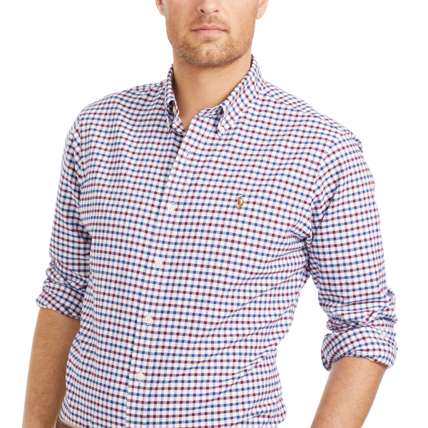 Wine/Royal Tattersall Cotton Oxford Shirt Big & Tall 3