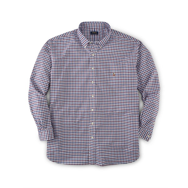 Wine/Royal Tattersall Cotton Oxford Shirt Big & Tall 1