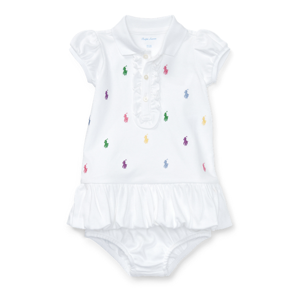 White Allover Pony Dress & Bloomer Baby Girl 1