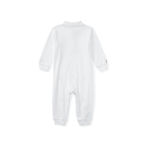 White Embroidered Cotton Coverall Baby Boy 2
