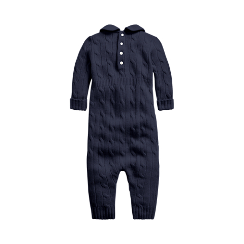 Детский комбинезон Ralph Lauren Cashmere Knit-Collar Coverall, цвет: Тёмно-синий