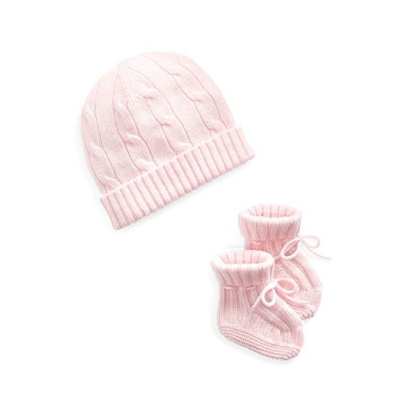 Morning Pink Cashmere Beanie & Bootie Set Baby 1