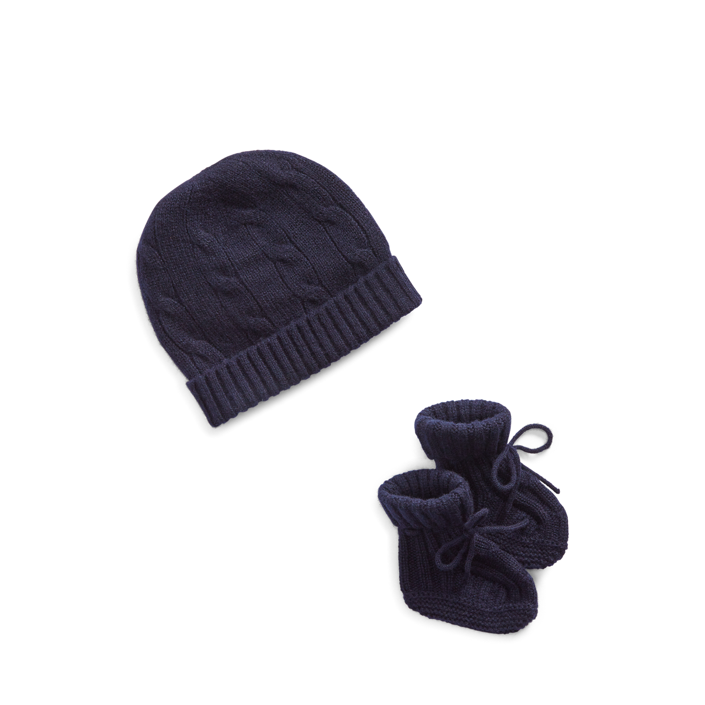 Головные уборы Ralph Lauren Cashmere Beanie & Bootie Set, цвет: Тёмно-синий — фото 1
