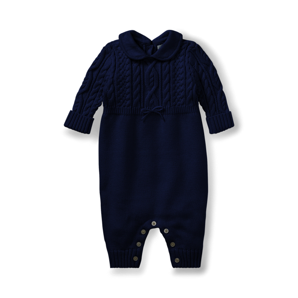 Aran-Knit Cotton Coverall Baby 1