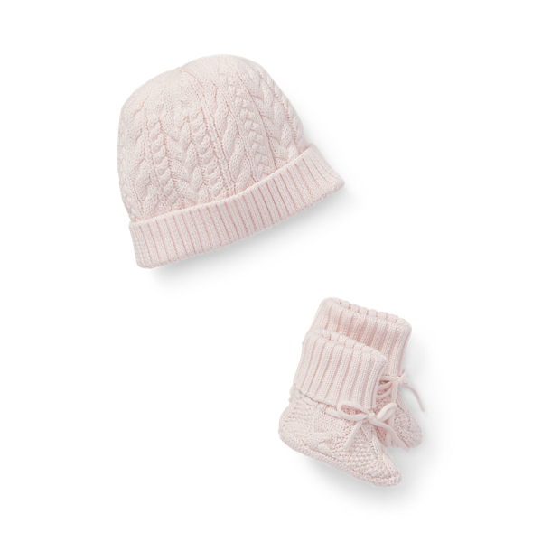 Cotton Hat & Booties Set Baby Girl 1