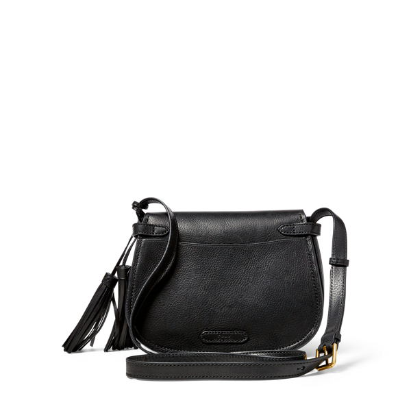 Black Leather Tassel Messenger Bag Polo Ralph Lauren 2
