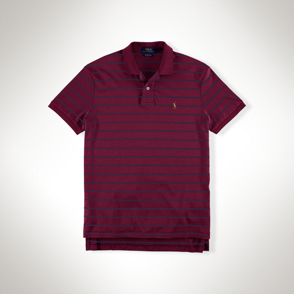 Classic Wine/French Navy Striped Pima Cotton Polo Shirt Big & Tall 1