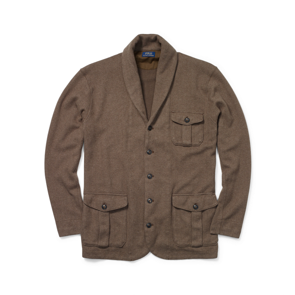 Brushed-Cotton Shawl Cardigan
