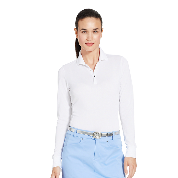 Pure White Stretch Long-Sleeved Polo RLX Women 1
