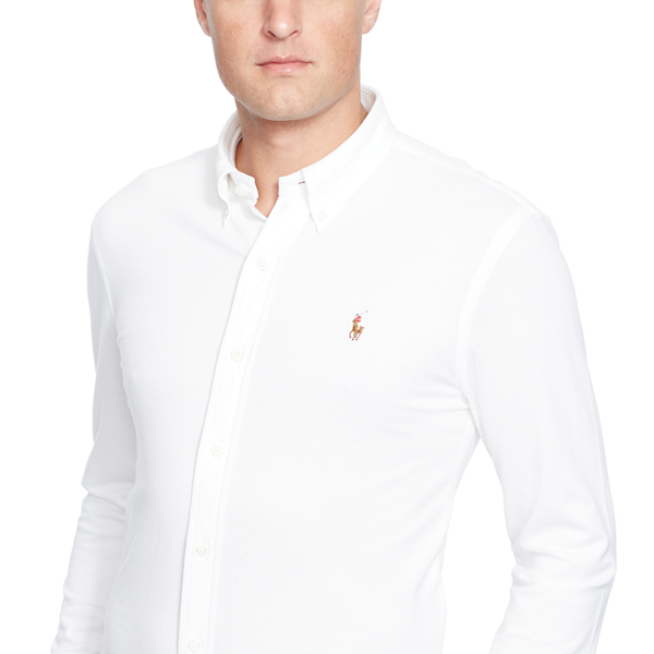 White Classic Fit Knit Oxford Shirt Big & Tall 3
