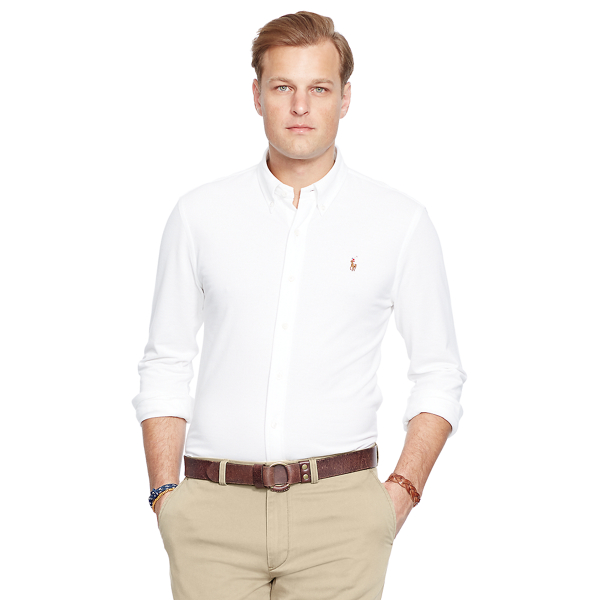 White Classic Fit Knit Oxford Shirt Big & Tall 1