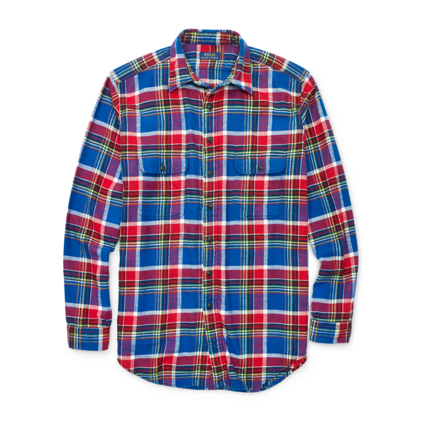 Royal/Red Plaid Cotton Twill Workshirt Big & Tall 1