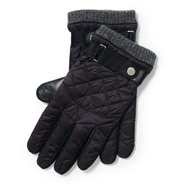 Polo Black Diamond-Quilted Leather Gloves Polo Ralph Lauren 1