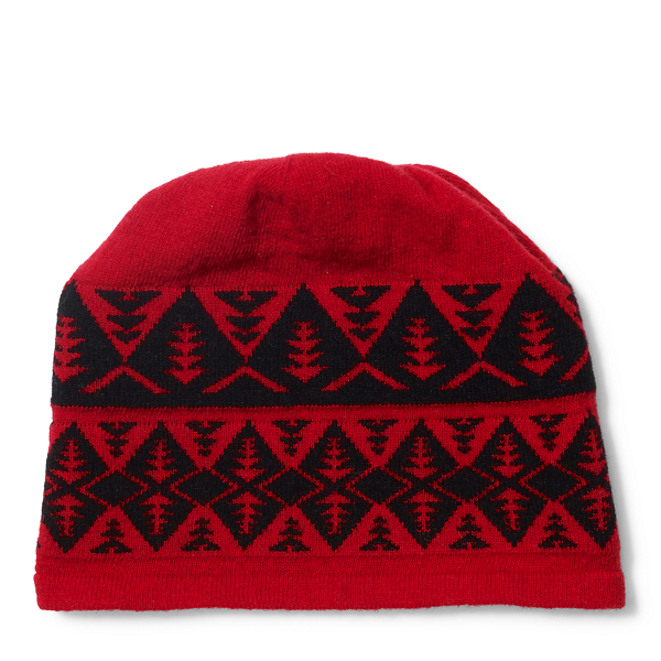 Red/Black Geometric Wool-Blend Beanie Polo Ralph Lauren 1