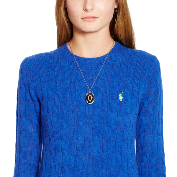 Deep Royal Cable-Knit Crewneck Sweater Polo Ralph Lauren 3