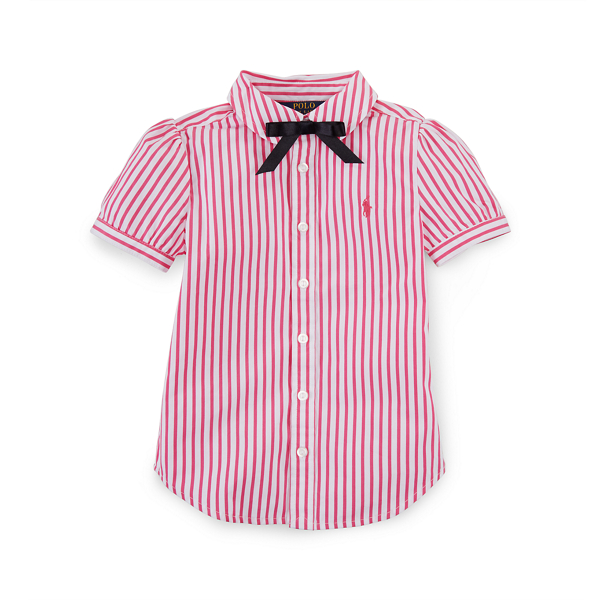 Pink Multi Striped Cotton Poplin Shirt Girls 2-6x 1