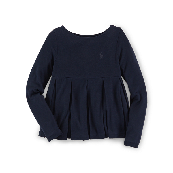 Aviator Navy Stretch Jersey Babydoll Top Girls 2-6x 1