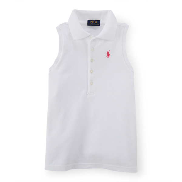 White Sleeveless Polo Shirt Girls 7-16 1